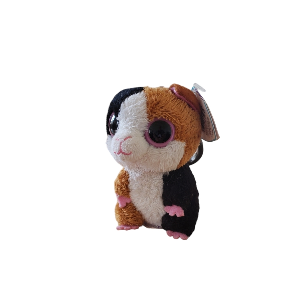 Ty Beanie Boo NIBBLES Guinea Pig Pink Solid Eyes Clip GUC
